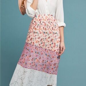 GUC-EUC Laia X Anthropologie Pleated Floral Midi Skirt